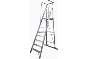 VO DESIGN KTL Escalera Plegable con Plataforma y guardacuerpos 8 peldaños móvil Profesional Serie 2XL