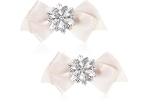 Amabro 2 clip per scarpe da donna, gioielli per scarpe, con fiocco glitterato, per scarpe da sposa, per scarpe da sposa, con fiocco decorativo e strass