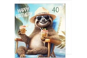 Edition Seidel Kwadratowa kartka z życzeniami z okazji 40. urodzin z kopertą. Kartka urodzinowa Happy Birthday, billet, kartka dla mężczyzny, kobiety, przyjaciela, przyjaciółki, leniwiec, napój