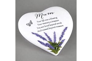 Thoughts Of You Heart Outdoor Memorial Plaque with Lavender design, Mum