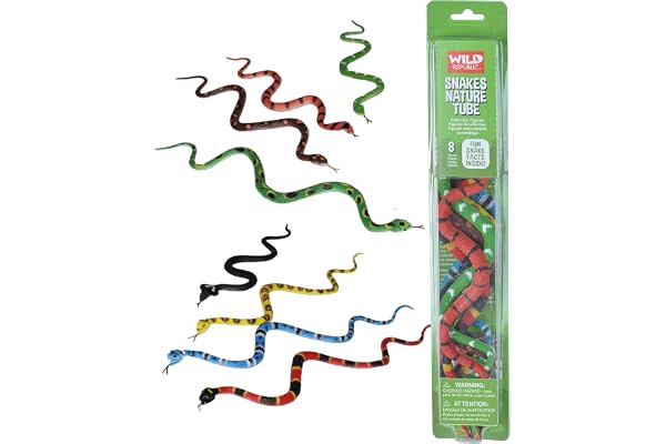 Wild Republic Nature Tube Serpent, 8 Espèces de Serpent Animaux Miniatures, Cadeau de Noël pour Enfants, Figurines à Collectionner, Super pour Le Jeu Interactif