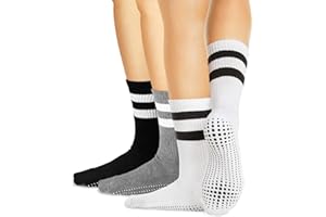 LA Active Calzini Antiscivolo Donna e Uomo, 3 Paia - Calzettoni in Cotone Invernali e Estivi - Abbigliamento per Yoga, Danza, Pilates e Ginnastica