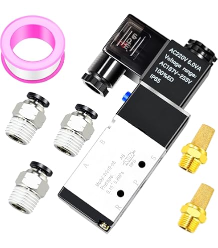 Válvula Solenoide Neumática 4V210-08 - 5 Vías, 2 Posiciones, DC12V, Conexión PT1/4''