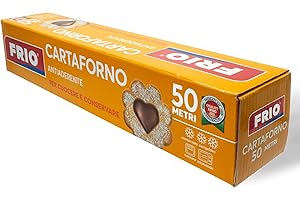 FRIO - Rotolo Carta Forno 50 metri x 33 cm - Antiaderente per Forno, Microonde e Conservazione - Pronto all'Uso - Ideale per Pizze e Teglie - Biodegradabile, Riciclabile, Compostabile