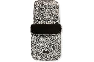 Ickle Bubba Universal Footmuff for Travel Systems – Reversible Fleece Lined Cosy Toes, Zip-Off Printed Liner for Stroller, Pram, Pushchair, Winter & Summer Use, Fits Most Models (Leopard)