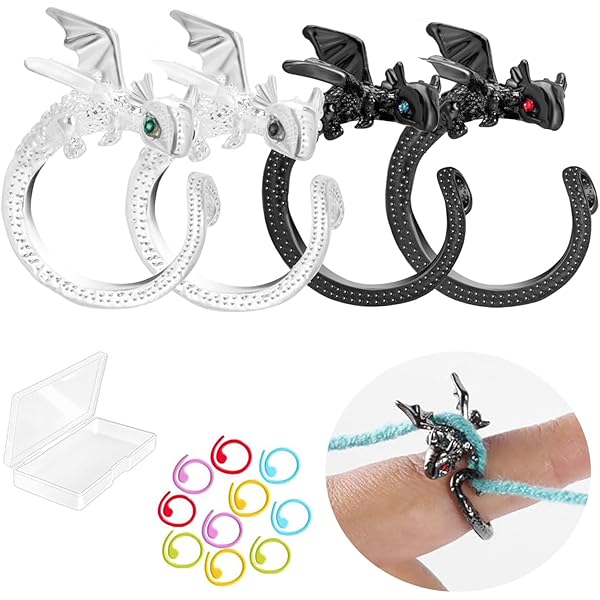 4 Pièces Anneaux Crochet, Anneaux Boucle Tricot Réglables Forme Chat Guide Fil Ouvert Métal Support Doigt Anneaux Tension Fil Accessoires Dé Tricoter Pour Tricot Plus Rapide (Doré, Argent