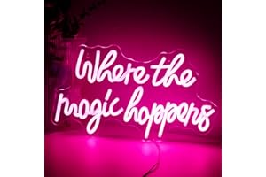 INEONLIFE Where the Magic Happens Neon Signs Led Pink Word Light Up Signs For Wall USB Powered Letter Neon Light Signs Night Light For Bedroom Wedding Birthday Decor Girl Gift