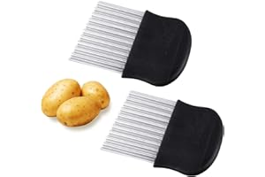 MEGAVOW 2pcs Coupe Pomme de Terre, Coupe Frites Manuel, Coupe Légumes, Couteau Ondulé à Frites, Couteau Dentelé pour Salade, Découpe Gadget Cuisine pour Pommes de Terre Carottes Oignon Légumes Fruits