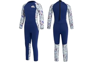 Gogokids Wetsuit Kids, Children 2.5mm Neoprene Thermal Swimsuit with UV 50+ Protection, Full Length One Piece for Ages 3-10 Boys & Girls Swimming, Surfing, Diving, Snorkeling