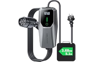 VDLPOWEREU Typ 2 Ladekabel, 3.6KW Ladekabel Elektroauto Typ 2 mit Schuko, 5M 16A Tragbare EV Ladegerät, Ladekabel EV Auto, IP65 (IEC 62196-2)，Kompatibel mit MG4, Peugeot, Tesla, e-208