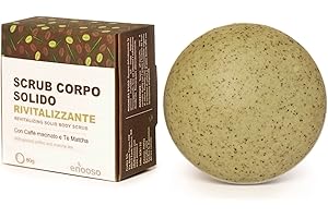ENOOSO Scrub Corpo Esfoliante Solido e Bio Rivitalizzante con the Matcha e Caffè | 100% Artigianale Biologico Naturale Vegano Cruelty free - Made in Italy - Scrubber Body