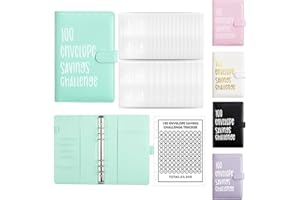 A5 Libro del Risparmio, AMONENZ Budget Binder, Ripstop Budget Planner, Agenda Risparmio con 100 Buste, pour Casa Scuola Ufficio, Verde