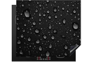 KitchenYeah© Protege Plaque Tapis Pour Induction 60x52 cm Deco Cuisine Protection Vitrocéramique Pour Cuisiniere Gouttes - Noir - Eau