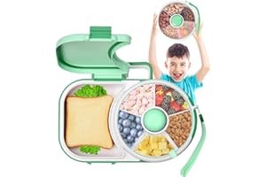 Vefacion Snackbox mit Fächern Kinder Snack Spinner Satz Tragbares Siegel Deckel Snackteller Multifunktionale Baby Brotdose Schule Jausenbox