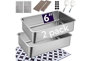 Spindro Lot de 2 bacs à litière pour chat en acier inoxydable avec côtés hauts – Bac à litière en métal, grand bac à litière d'intérieur, n'absorbe pas les odeurs, surface lisse pour chaton, chaton