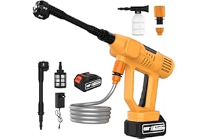 XOEMINOR Nettoyeur Haute Pression sans Fil, 65 Bar Nettoyeur Haute Pression sur Batterie avec 1 x 3,0Ah Batteries, Buse 6 en 1, Réglage de La Pression à 10 Niveaux, LCD Ecran Tactile pour Coiture et Jardin