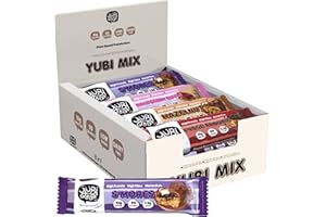 YUBI BAR Yubi Mix Variety Box 12 Pack - Protein Bars - 99 Calories, High Protein, High Fibre, Low Sugar, Gluten Free and Dairy Free - Healthy Snacks/Nutrition Bar - Chocolate Bars - 420g