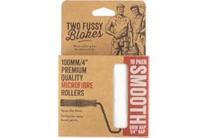 Two Fussy Blokes 4 Inch Microfibre Paint Roller Sleeves – 5mm Nap for Smooth Finish – Ideal for Water-Based Paint, Doors, Trim, Cabinets & Furniture - Spray-like finish [10 Pack]