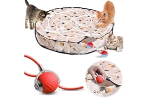 Hillylolly interaktywna zabawka dla kotów, piłka z matą, mata do polowania, interaktywna zabawka dla kotów, 2 w 1, symulowana interaktywna zabawka do polowania dla kota