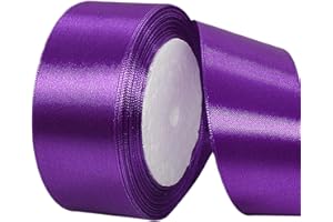 POPOYU Ruban de Satin Violet foncé 40mmx23m,Ruban Boite Gateau Ruban Violet foncé Satin pour Cadeau Emballage,Ruban Tissu pour Noel Cérémonie Mariage Artisanat Décoration,Bouquet Voitures,Anniversaire