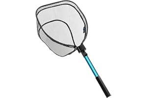 KOMCLUB Retino da Pesca,Guadino Pesca Rete da Pesca Pieghevole Guadino Gommato 85 cm Palo in Alluminio Maniglia in Gomma Antiscivolo per Acqua Dolce e Salata,Accessori Da Pesca Per Adulti e Bambini