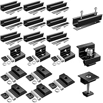 Kit Supports Montage Panneaux Solaires Aluminium 6 Rails + Pinces - Compatible 30/35mm