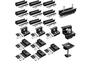 GETLITOOL Solarmodul Halterung, PV Halterung Montageset zur Montage 4 Module-12cm Alu Schiene, Verstellbare Klemme für 30-35MM Module, Solarpanel Halterung Flachdach Trapezblech Ziegeldach| Schwarz