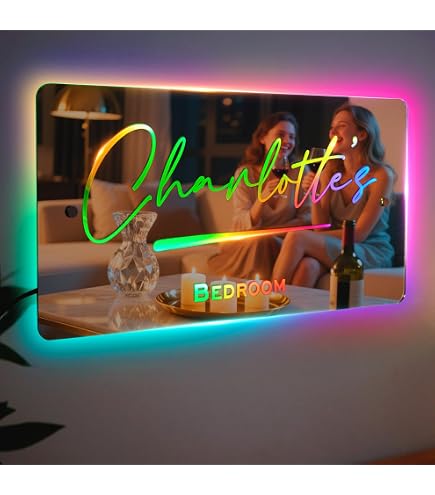 Miroir LED Personnalisable Avec Nom - Décoration Lumineuse Pour Chambre