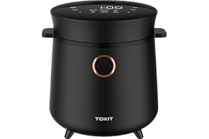 TOKIT Mini riskokare 1,5 l för 1–2 personer | Bärbar 9-funktion och 24 timmars timer, non-stick keramisk interiör för hem, so