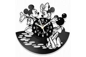 KingLive Cartoon-Film-Wanduhr, Vinyl-Schallplattenuhr, 30,5 cm, rund, klassisch, Disney, Mickey und Minnie, dekorierte Maus, stille Uhr, Raumdekoration, Geschenk für Kinder, Tochter, Sohn