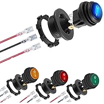 NUOVO UTILE INTERRUTTORE Rotondo LED Blu 2 Poli On/off Con LED Rotondo