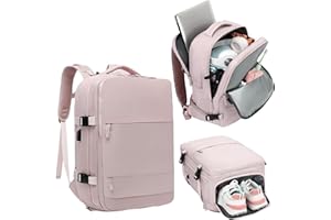 Mi Ko Mi Ka Mochila de Viaje Grande: Resistente al Agua, con Compartimento para Zapatos Separado, Puerto de Carga USB y Diseño Multifuncional Antirrobo. 2210