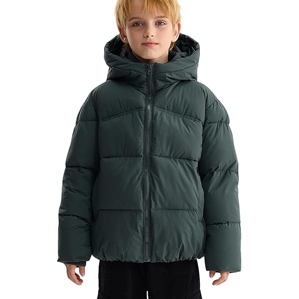 YFPICO Children's Winter Jacket, Long Quilted Jacket, Warm Hooded