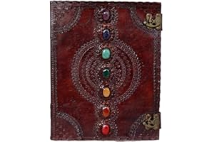 OVERDOSE Seven Stones Journal Notebook, piedra antigua hecha a mano para regalo de viaje para hombres y mujeres, cuaderno de bocetos de cuero, libro de dibujo, tamaño 10" x 13" diario