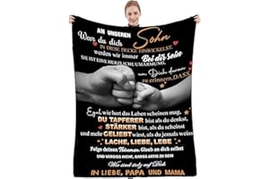 HSIENTPE Personalisierte Decke Geschenk für Sohn Von Eltern, Kuscheldecke An unseren Sohn , Brief Decken Geschenke für den Geburtstag der Sohn zu Weihnachten Abschlussgeschenk Geschenk ,18 Geburtstag Junge