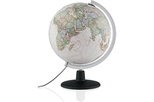 Tecnodidattica – Globe terrestre NATGEO Executive | Cartographie officielle physico-politique NATIONAL GEOGRAPHIC Executive en style antique | Lumineux et rotatif | Textes en français | Diamètre 30 cm