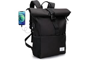 MoFut Rucksack Damen Groß Rucksack Herren Groß Schulrucksack viele Fächer mit 15,6" Laptopfach, Unisex Rolltop Rucksack Wasserdicht, Lässiger Backpack Schule Freizeit Uni Arbeit Wandern.