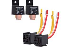 EHDIS 2 Piezas Relé de Coche 4 Pin 12V 80A con Arnés de Enchufes, On/Off Normalmente Abierto SPST Relé Socket Plug 4 Wire, pour Coche Motor Bote