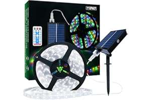 LUMTANG Solar LED Strip Lights Outdoor, 32.8ft/10m 560 LEDs LED Strip Waterproof, Cool White LED Lights, Rope Lights for Garden Trees Christmas Holiday Party Decor