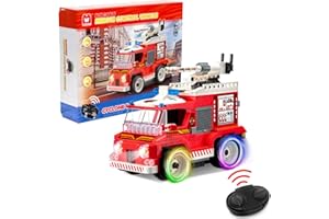 AULDEY Wise Block Voiture Télécommandée Jeu de Construction - Moteur de Pompier Télécommandé,Modèle Céduit de Camion de Pompiers à Construire 296 PCS,Jouet Enfant 8 9 10 11 12+ Ans Garcon Fille