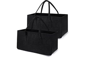 RHINOCEROSDANCE Filz Aufbewahrungsbox Felt Storage Holzkorb für Kaminholz Basket Faltbare Filz Korb 2 Stücke, für Schrank, Spielzeug, Bücher, Brennholz zur Aufbewahrung, 50 * 25 * 25cm, Schwarz
