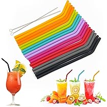 10 Pièces Pailles Silicone Courbées, Pailles Silicone Flexibles, Pailles Silicone Arc-en-ciel, Pailles Sans Goût Caoutchouc, Pailles Colorées Non Toxiques Pour Enfant