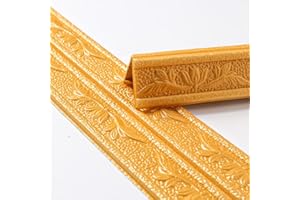 Hoomall Wallpaper Borders 3D Embossed Pattern Wall Trim Line Skirting Border Self Adhesive Wall Decal Removable Wall Room Tiles Sticker for TV Background Door Frame(Rich Gold,230x8cm)