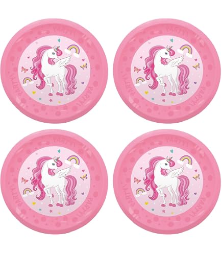 Procos Einhorn Party-Set Für 16 Kinder – Inkl. Teller, Becher & Servietten Im Niedlichen Unicorn-Design