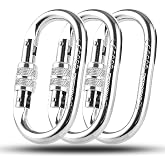 FWEEK Large Alloy Carabiner, 25KN (2500 kg), 11 cm Silver, Pack of 3 - Carabiner for Hanging &amp; Trekking, Large Carabiners wit