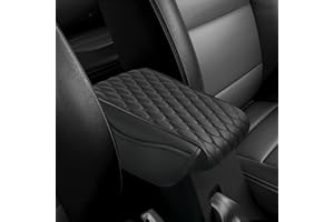 ELIPHONTOWNE Car Armrest Cushion - Universal Car Armrest Pad, Leather Arm Rest for Car, Memory Foam Car Arm Rest Mat with Side Storage Bag for Most Vehicle,Truck, Car