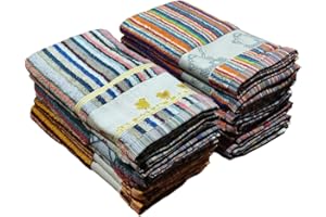 KIMBATEX TEXTIL HOGAR TIENDA Kimbatex Paños de Cocina Rizo 100% Algodón, Trapos de Cocina, 50x50 cm Muy Absorbentes, Suaves y Resistentes (12, Rayas Color)