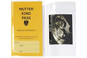 Olgs Mutter-Kind-Pass Hülle | Transparente MKP Schutzhülle aus Österreich | Mit Extrafach für Ultraschallbilder | Mutterkindpass Organizer | Blanko Etui - 1 Stück