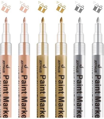 beager Acrylverf pennen, 0,7 mm goud zilver zwart wit permanente marker pennen acryl markers voor glas, keramiek, kerstkaarten, rotsschildering doe -het-zelf ambachten 4 stuks