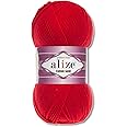 Alize 100 g Cotton Gold Premium Wool in 59 Colours, Summer Wool, Yarn, Knitting, Amigurumi (56 | Red)